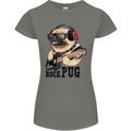 Rock n Roll Pug Funny Guitar Heavy Metal Womens Petite Cut T-Shirt Charcoal