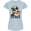 Rock n Roll Pug Funny Guitar Heavy Metal Womens Petite Cut T-Shirt Light Blue