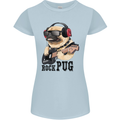 Rock n Roll Pug Funny Guitar Heavy Metal Womens Petite Cut T-Shirt Light Blue