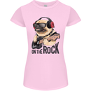 Rock n Roll Pug Funny Guitar Heavy Metal Womens Petite Cut T-Shirt Light Pink