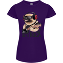 Rock n Roll Pug Funny Guitar Heavy Metal Womens Petite Cut T-Shirt Purple