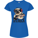 Rock n Roll Pug Funny Guitar Heavy Metal Womens Petite Cut T-Shirt Royal Blue