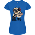 Rock n Roll Pug Funny Guitar Heavy Metal Womens Petite Cut T-Shirt Royal Blue