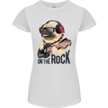 Rock n Roll Pug Funny Guitar Heavy Metal Womens Petite Cut T-Shirt White