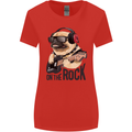 Rock n Roll Pug Funny Guitar Heavy Metal Womens Wider Cut T-Shirt Red