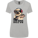 Rock n Roll Pug Funny Guitar Heavy Metal Womens Wider Cut T-Shirt Sports Grey