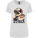 Rock n Roll Pug Funny Guitar Heavy Metal Womens Wider Cut T-Shirt White