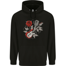 Rockabilly Guitar & Microphone Rock & Roll Mens 80% Cotton Hoodie Black