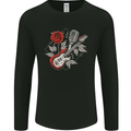 Rockabilly Guitar & Microphone Rock & Roll Mens Long Sleeve T-Shirt Black