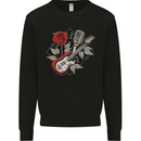 Rockabilly Guitar & Microphone Rock & Roll Mens Sweatshirt Jumper Black