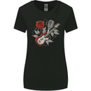 Rockabilly Guitar & Microphone Rock & Roll Womens Wider Cut T-Shirt Black