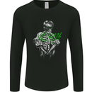 Rockabilly Skeleton Music Skull Hot Rod Mens Long Sleeve T-Shirt Black