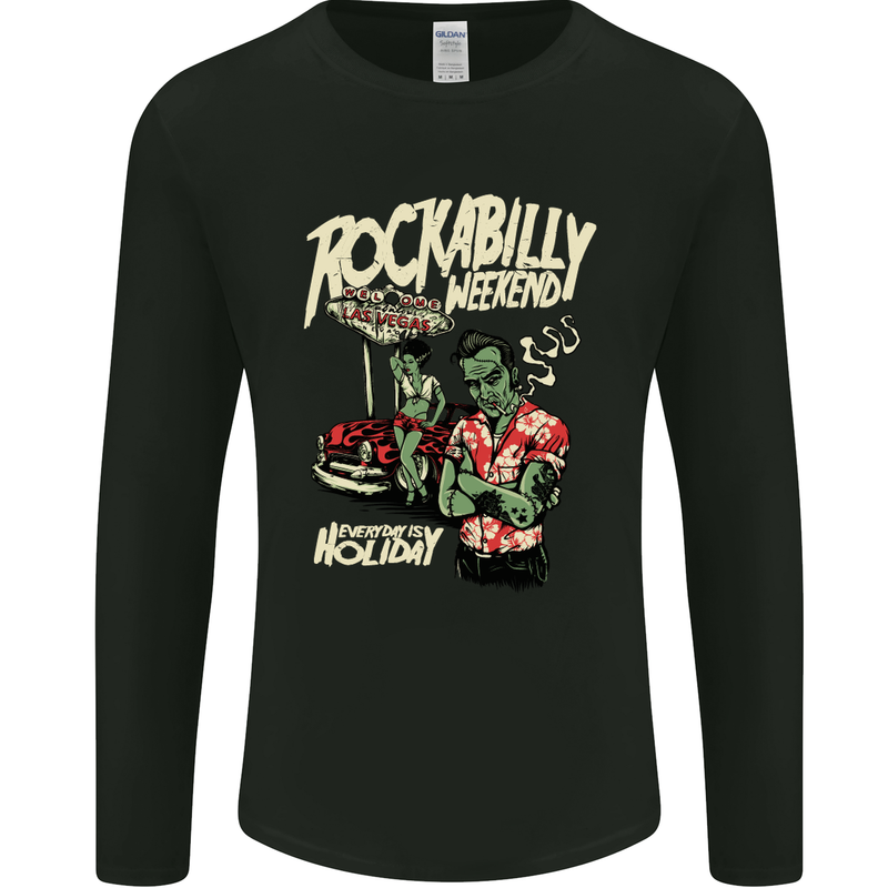 Rockabilly Weekend Music Hot Rod Mens Long Sleeve T-Shirt Black