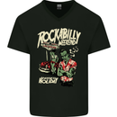 Rockabilly Weekend Music Hot Rod Mens V-Neck Cotton T-Shirt Black