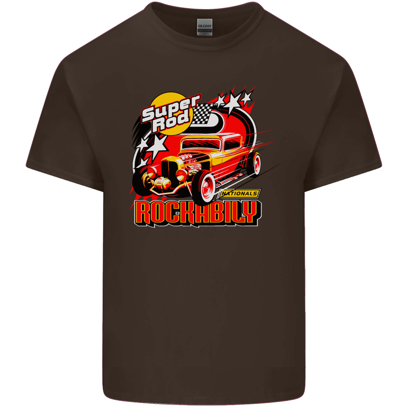 Rockabily Hot Rod Hotrod Dragster Kids T-Shirt Childrens Chocolate