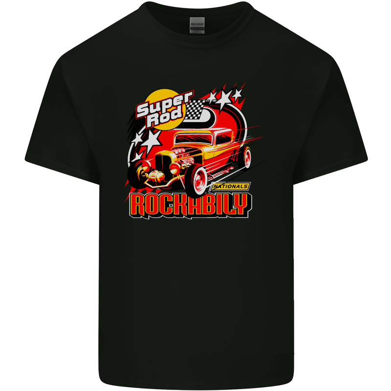Rockabily Hot Rod Hotrod Dragster Mens Cotton T-Shirt Tee Top Black