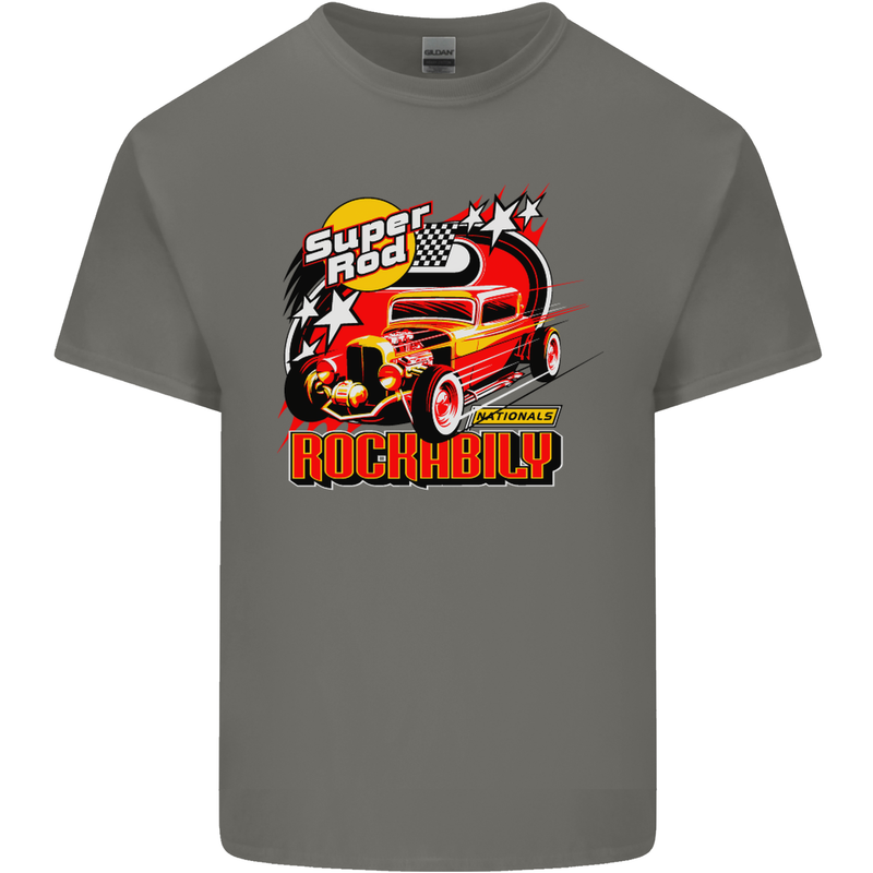 Rockabily Hot Rod Hotrod Dragster Mens Cotton T-Shirt Tee Top Charcoal