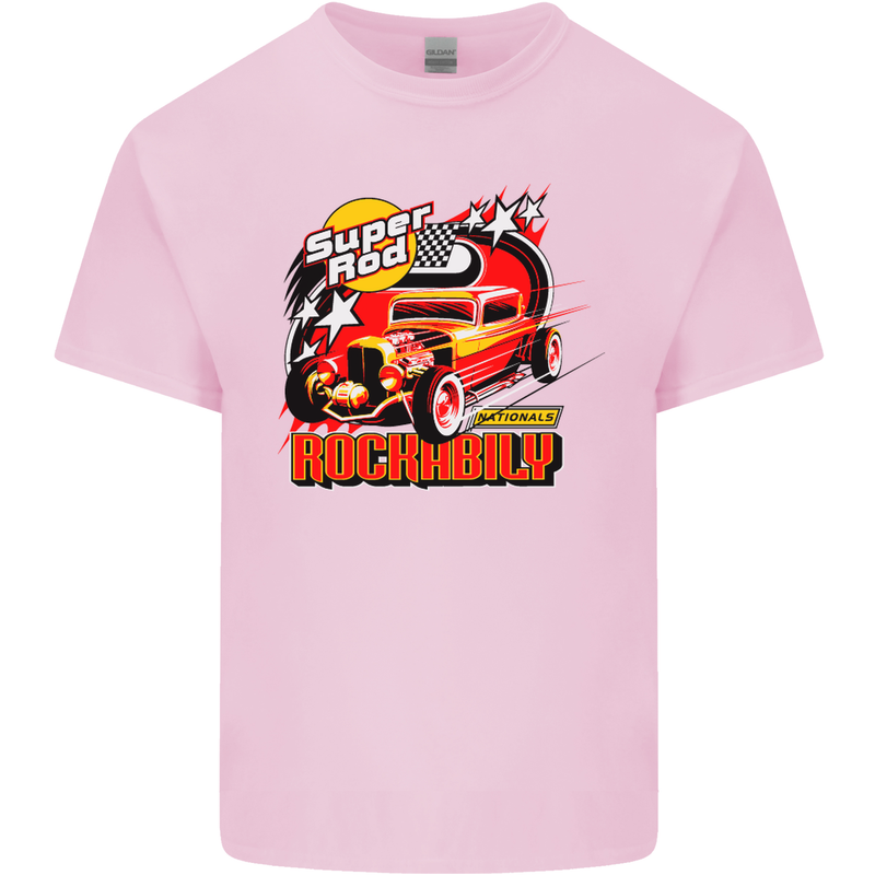 Rockabily Hot Rod Hotrod Dragster Mens Cotton T-Shirt Tee Top Light Pink