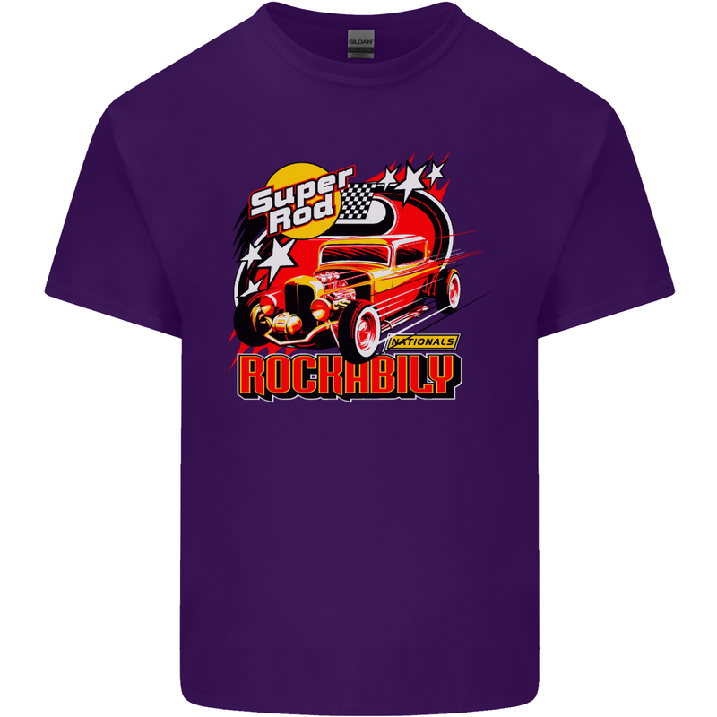 Rockabily Hot Rod Hotrod Dragster Mens Cotton T-Shirt Tee Top Purple