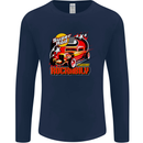 Rockabily Hot Rod Hotrod Dragster Mens Long Sleeve T-Shirt Navy Blue