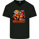 Rockabily Hot Rod Hotrod Dragster Mens V-Neck Cotton T-Shirt Black