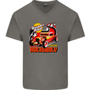 Rockabily Hot Rod Hotrod Dragster Mens V-Neck Cotton T-Shirt Charcoal