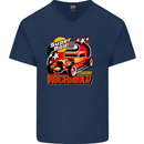Rockabily Hot Rod Hotrod Dragster Mens V-Neck Cotton T-Shirt Navy Blue