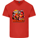 Rockabily Hot Rod Hotrod Dragster Mens V-Neck Cotton T-Shirt Red