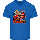 Rockabily Hot Rod Hotrod Dragster Mens V-Neck Cotton T-Shirt Royal Blue