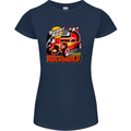 Rockabily Hot Rod Hotrod Dragster Womens Petite Cut T-Shirt Navy Blue
