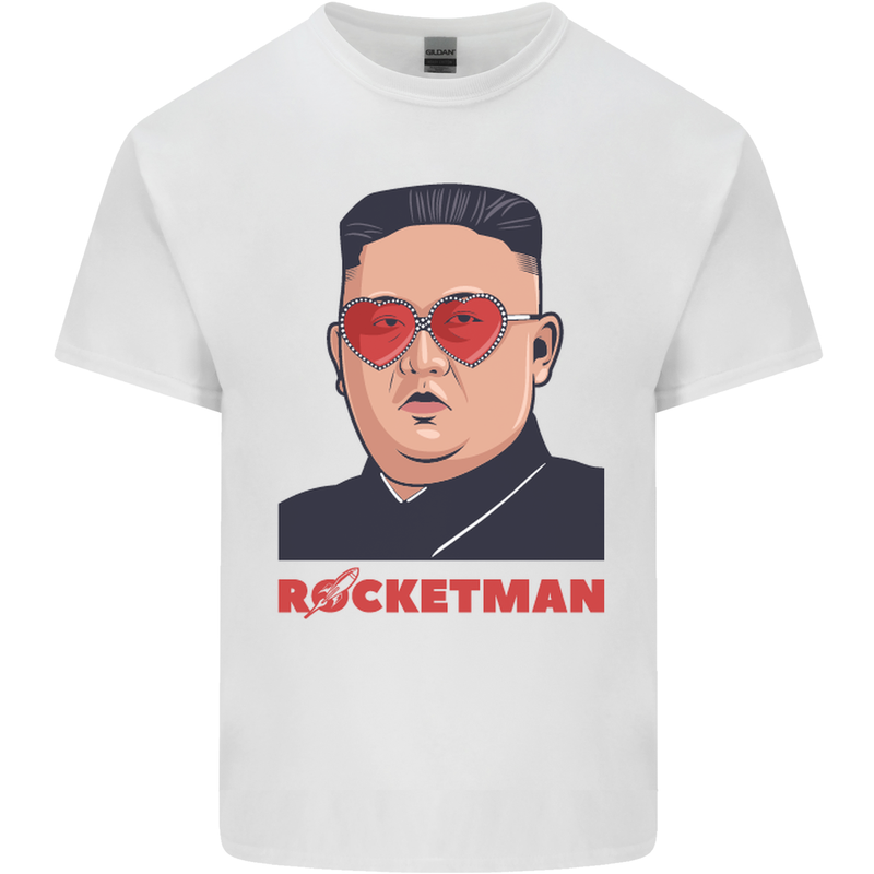 Rocket Man Kim Jong-un Missile Test Funny Mens Cotton T-Shirt Tee Top White