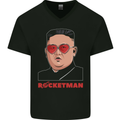 Rocket Man Kim Jong-un Missile Test Funny Mens V-Neck Cotton T-Shirt Black