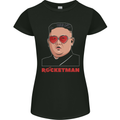 Rocket Man Kim Jong-un Missile Test Funny Womens Petite Cut T-Shirt Black