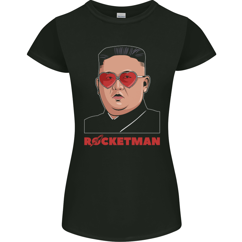 Rocket Man Kim Jong-un Missile Test Funny Womens Petite Cut T-Shirt Black