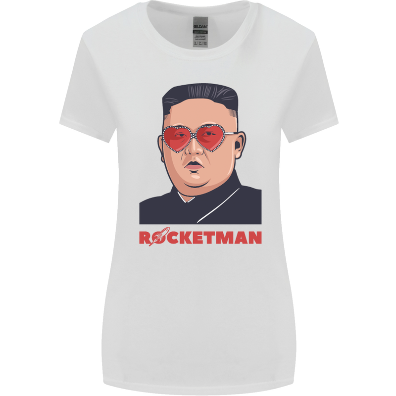 Rocket Man Kim Jong-un Missile Test Funny Womens Wider Cut T-Shirt White