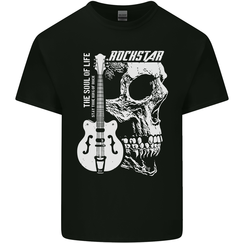 Rockstar Skull Rock Heavy Metal Guitar Mens Cotton T-Shirt Tee Top Black