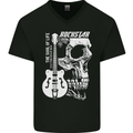 Rockstar Skull Rock Heavy Metal Guitar Mens V-Neck Cotton T-Shirt Black