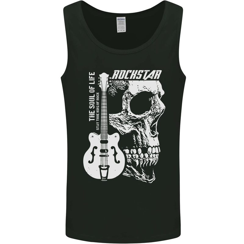 Rockstar Skull Rock Heavy Metal Guitar Mens Vest Tank Top Black