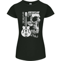 Rockstar Skull Rock Heavy Metal Guitar Womens Petite Cut T-Shirt Black