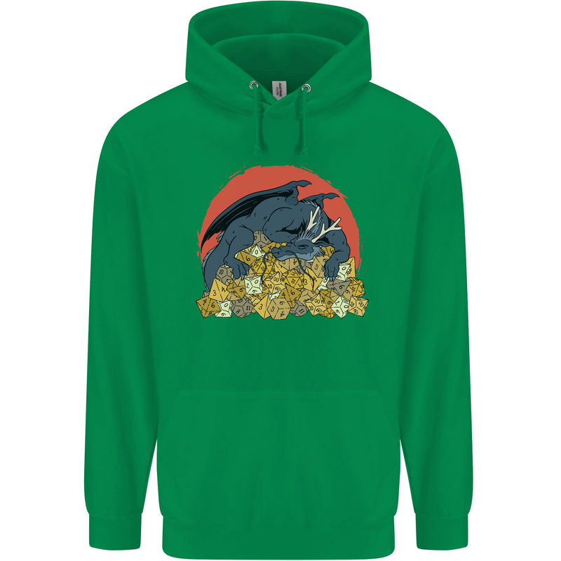 Role Play Games Dragon RPG Dice Funny Mens 80% Cotton Hoodie Irish Green