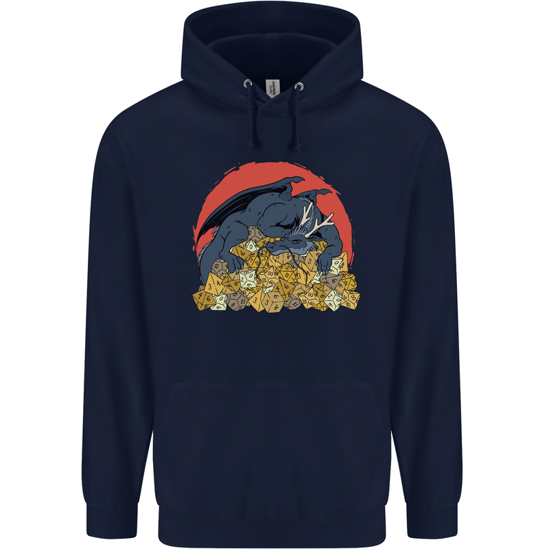 Role Play Games Dragon RPG Dice Funny Mens 80% Cotton Hoodie Navy Blue