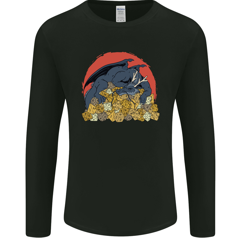 Role Play Games Dragon RPG Dice Funny Mens Long Sleeve T-Shirt Black