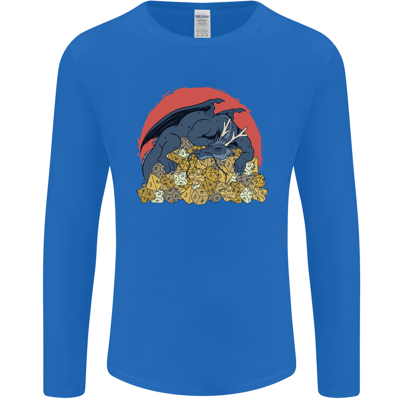 Role Play Games Dragon RPG Dice Funny Mens Long Sleeve T-Shirt Royal Blue