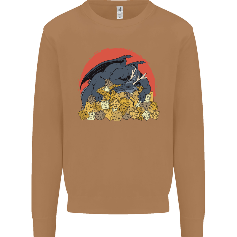Role Play Games Dragon RPG Dice Funny Mens Sweatshirt Jumper Caramel Latte