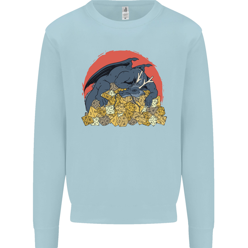 Role Play Games Dragon RPG Dice Funny Mens Sweatshirt Jumper Light Blue