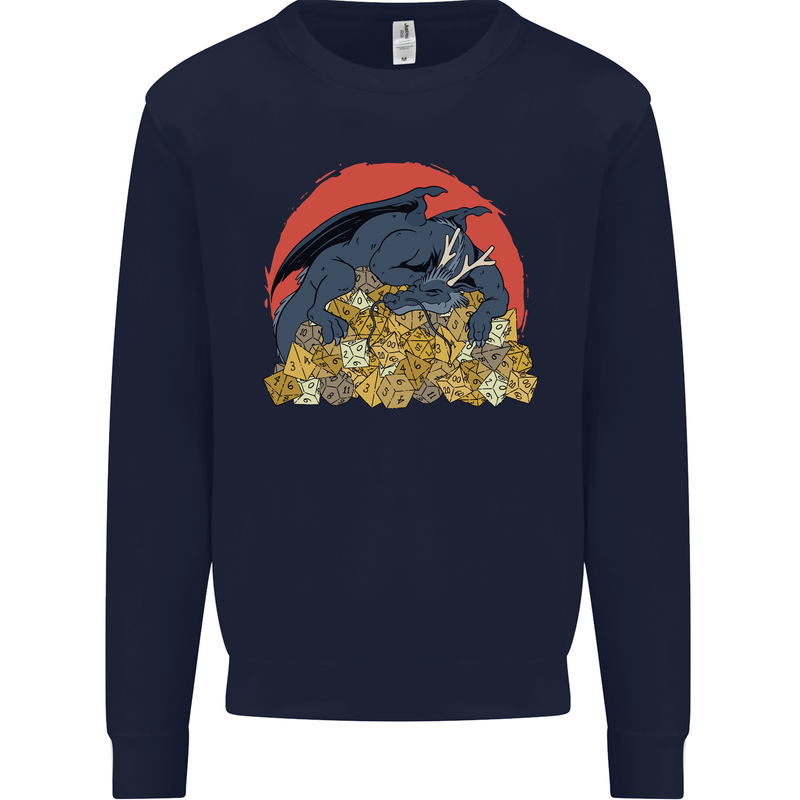 Role Play Games Dragon RPG Dice Funny Mens Sweatshirt Jumper Navy Blue