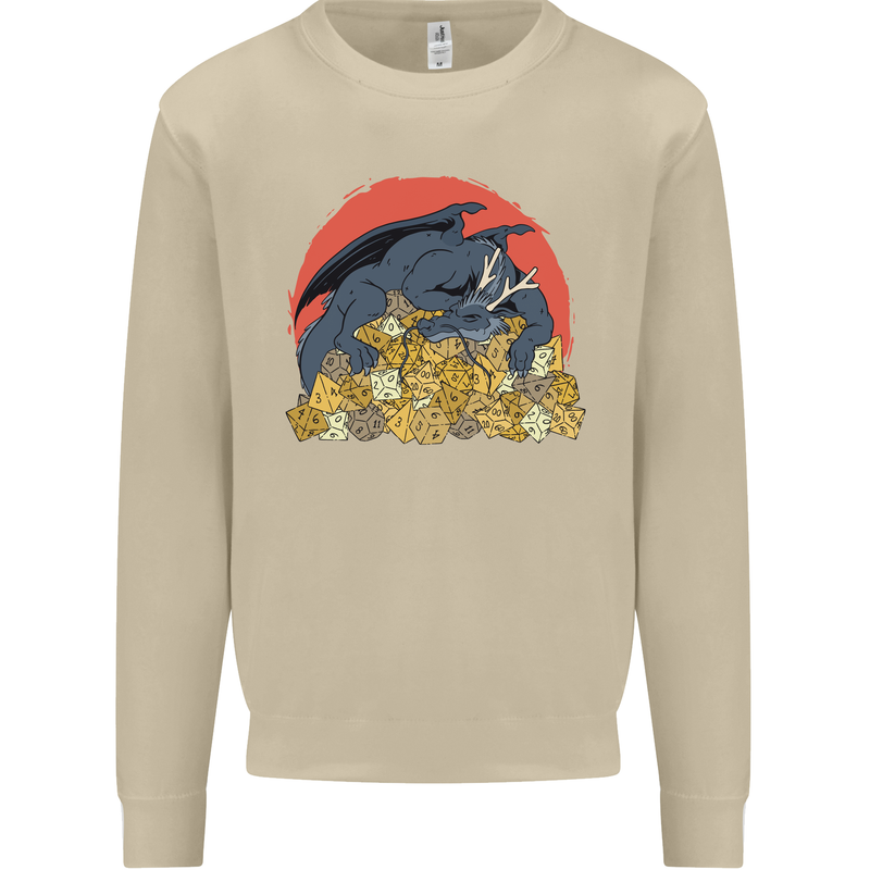 Role Play Games Dragon RPG Dice Funny Mens Sweatshirt Jumper Sand