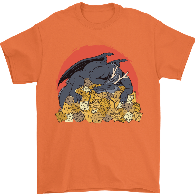 Role Play Games Dragon RPG Dice Funny Mens T-Shirt Cotton Gildan Orange