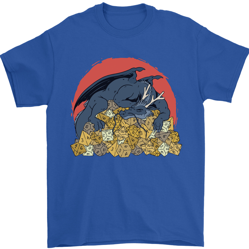 Role Play Games Dragon RPG Dice Funny Mens T-Shirt Cotton Gildan Royal Blue