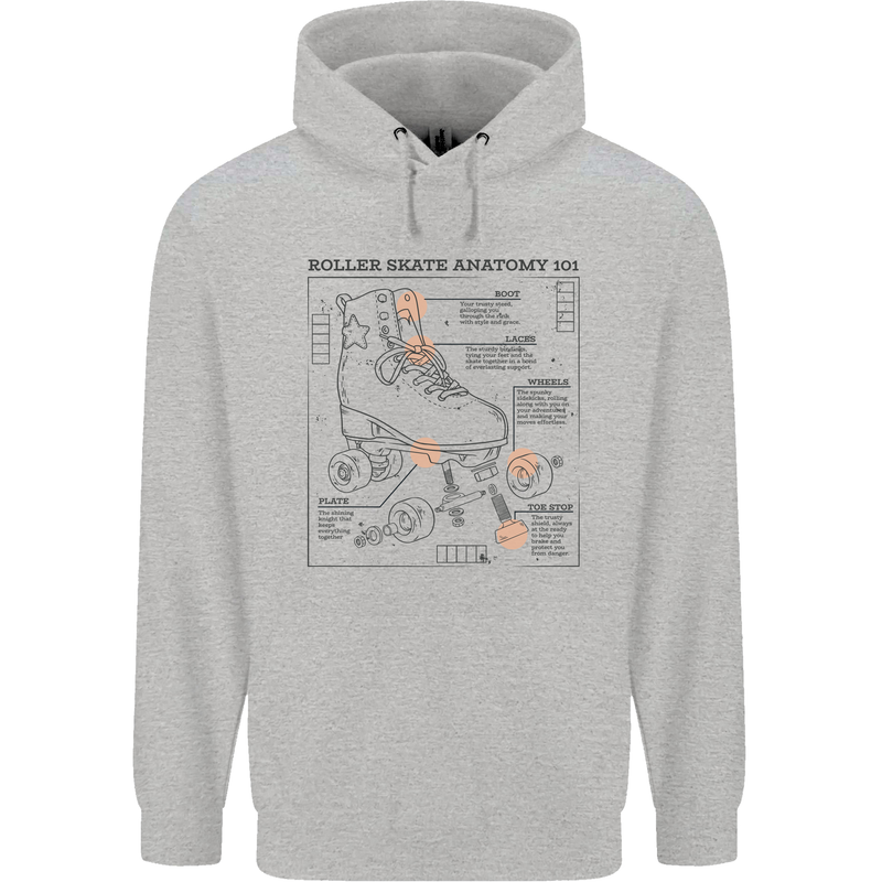 Roller Skating Boot Blueprint Childrens Kids Hoodie Sports Grey